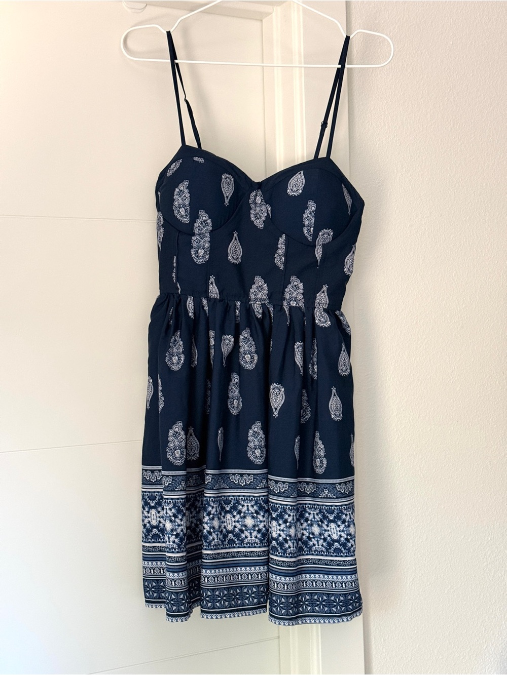 Navy Blue Paisley Print Sundress